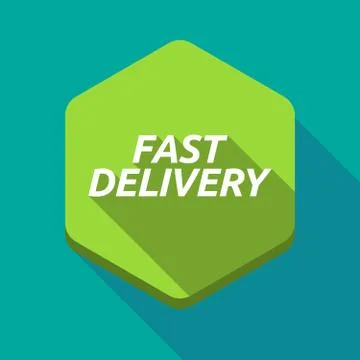 Long shadow hexagon with  the text FAST DELIVERY Stock Illustration