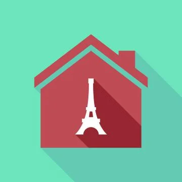 Long shadow house with   the Eiffel tower 库存插图