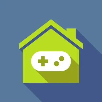 Long shadow house with a game pad Stock Illustration