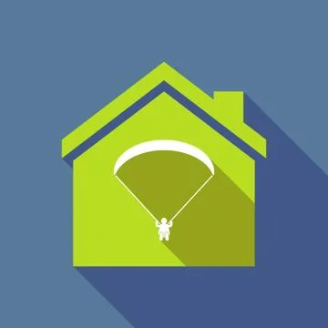 Long shadow house with a paraglider Stock Illustration