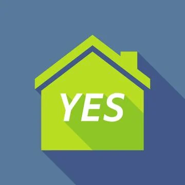 Long shadow house with    the text YES Stock Illustration