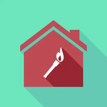Long shadow house with  a torch icon Stock Illustration