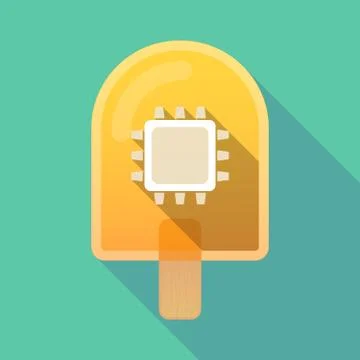 Long shadow ice cream with a cpu Stock Illustration