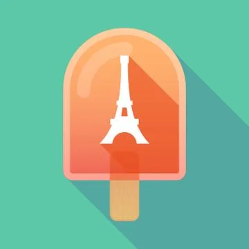 Long shadow ice cream icon with   the Eiffel tower イラスト素材