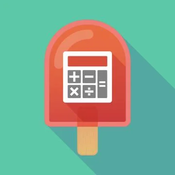 Long shadow ice cream icon with  a calculator Stock Illustration