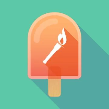 Long shadow ice cream icon with  a torch icon Stock Illustration
