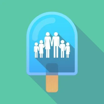Long shadow ice cream with a large family  pictogram Stock Illustration