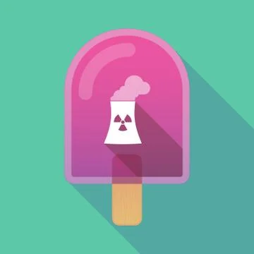 Long shadow ice cream with a nuclear power station Ilustração Stock
