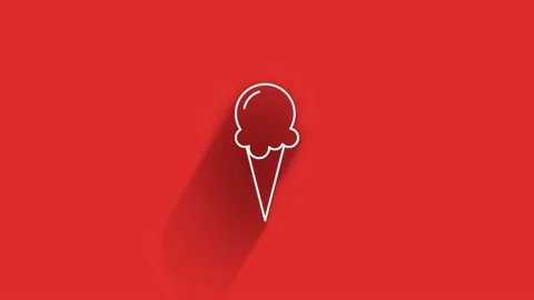 Long shadow Ice cream in waffle cone icon isolated on green background. Sweet Stock Footage 153795657