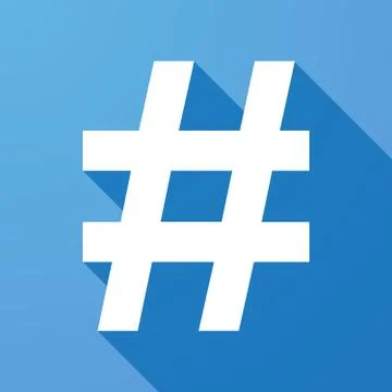 Long shadow icon with a hash tag Stock Illustration