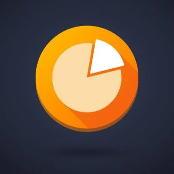 Long shadow icon with a pie chart Stock Illustration