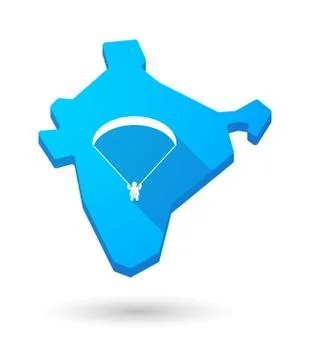 Long shadow India map icon with a paraglider Stockillustratie