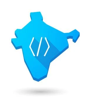 Long shadow India map icon with a code sign Illustrazione stock