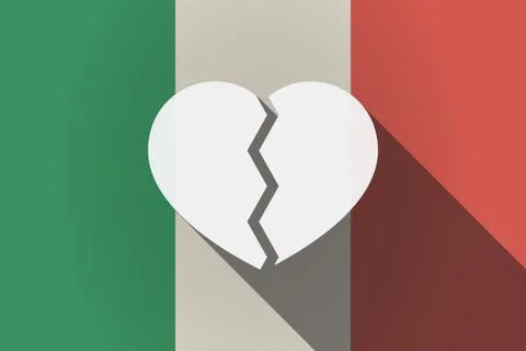 Long shadow  Italy flag with a broken heart Stock Illustration