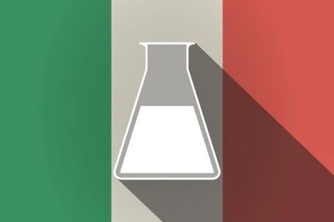 Long shadow  Italy flag with a flask Stock Illustration