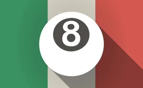 Long shadow Italy flag with  a pool ball Stock Illustration
