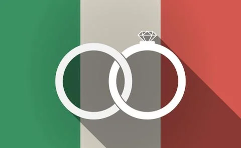 Long shadow Italy flag with  two bonded wedding rings Stock Illustration