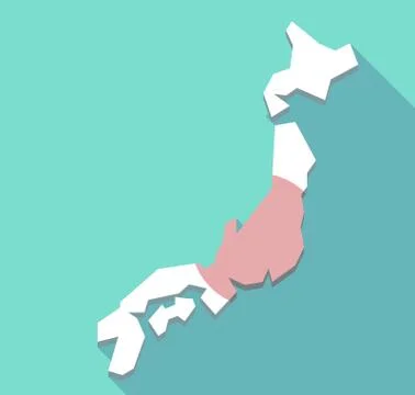 Long shadow Japan map Stock Illustration
