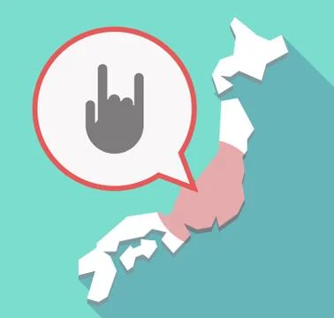 Long shadow Japan map with a rocking hand Stock Illustration