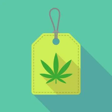 Long shadow label icon with a marijuana leaf Stock Illustration