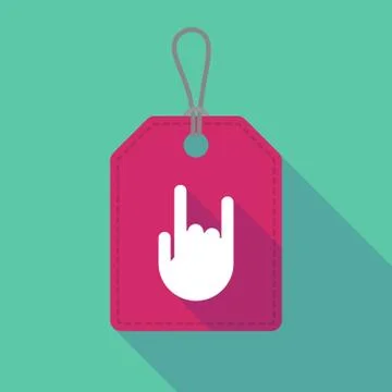 Long shadow label icon with a rocking hand 스톡 일러스트