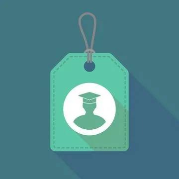 Long shadow label icon with a student Stock Illustration