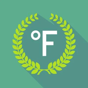 Long shadow laurel wreath icon with  a farenheith degrees sign Stock Illustration