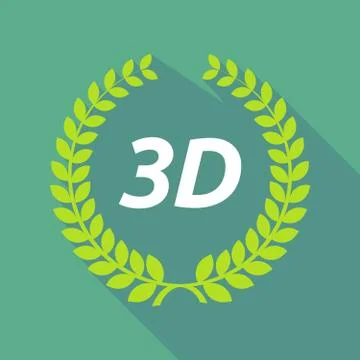 Long shadow laurel wreath with    the text 3D Stock Illustration