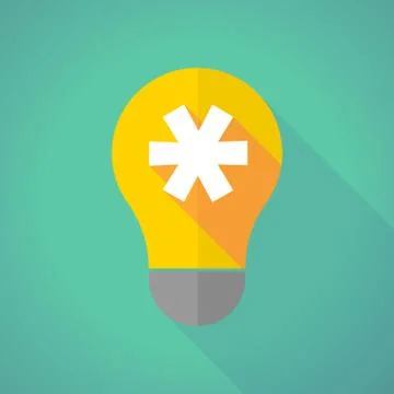 Long shadow light bulb with an asterisk Stock Illustration