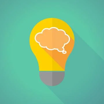 Long shadow light bulb with a comic cloud balloon 스톡 일러스트