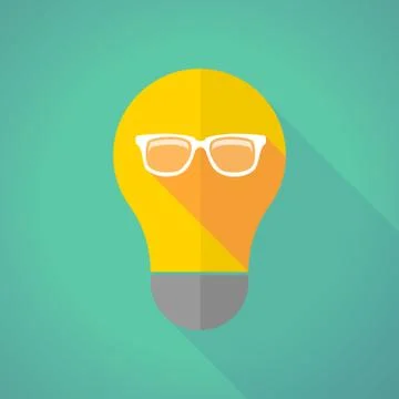 Long shadow light bulb with a glasses Stock Illustration