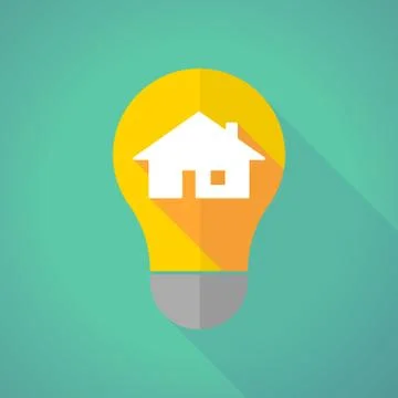 Long shadow light bulb with a house Stock Illustration