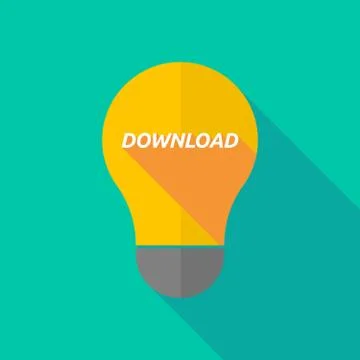 Long shadow light bulb icon with    the text DOWNLOAD Stock Illustration