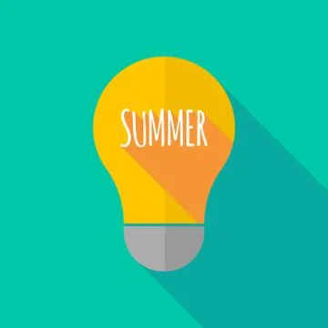 Long shadow light bulb icon with    the text SUMMER Stock Illustration
