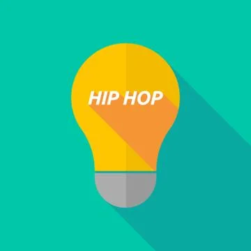 Long shadow light bulb icon with    the text HIP HOP Stock Illustration