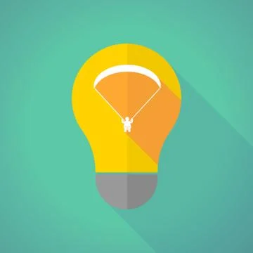 Long shadow light bulb with a paraglider Stock Illustration
