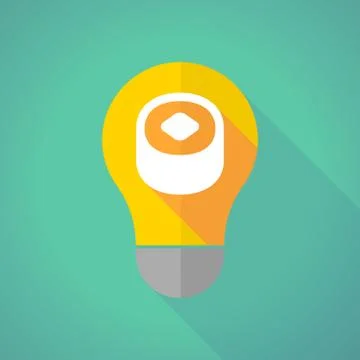 Long shadow light bulb with a piece of sushi Stock Illustration