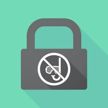 Long shadow lock with  a diving glasses and a snorkel  in a not allowed signa Stock Illustration