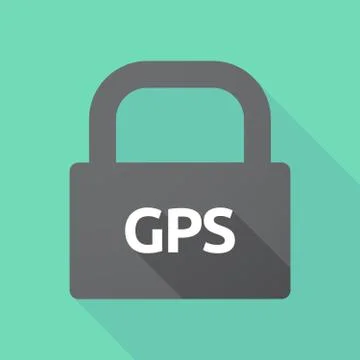 Long shadow lock with  the Global Positioning System acronym GPS Stock Illustration