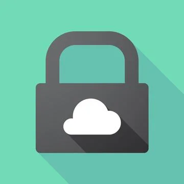 Long shadow lock pad with a cloud Stock Illustration