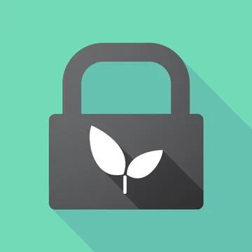 Long shadow lock pad with a plant Stock Illustration