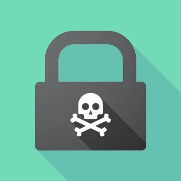 Long shadow lock pad with a skull Stock Illustration