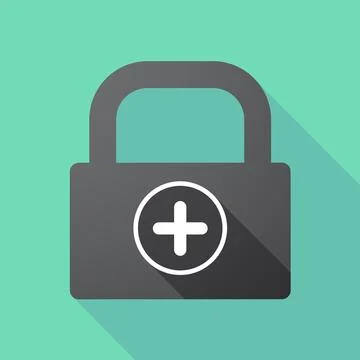 Long shadow lock pad with a sum sign Stock Illustration