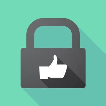 Long shadow lock pad with a thumb up hand Stock Illustration