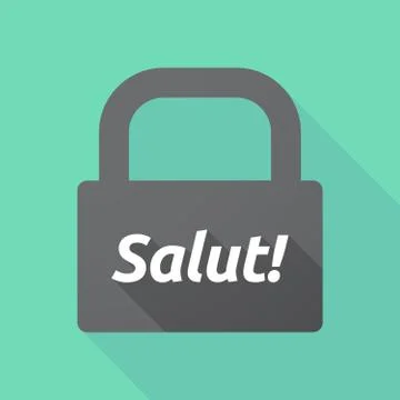 Long shadow lock with  the text Hello! in the French language Stock Illustration