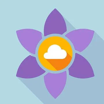 Long shadow loto flower with a cloud Stock Illustration