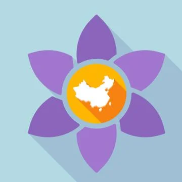 Long shadow loto with  a map of China Stock Illustration