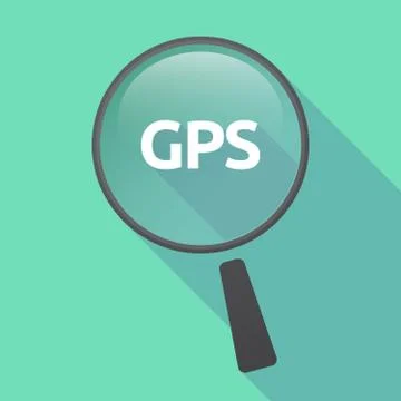 Long shadow loupe with  the Global Positioning System acronym GPS Stock Illustration