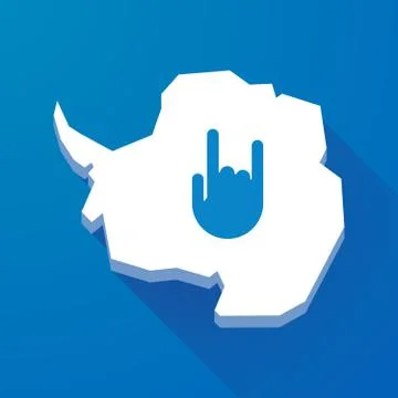 Long shadow map of Antarctica continent with a rocking hand 스톡 일러스트