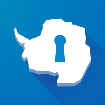 Long shadow map of Antarctica continent with a key hole Stock Illustration